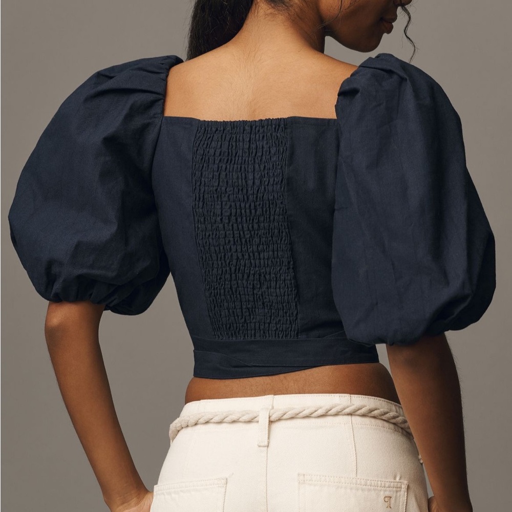 Mare Puff Sleeve linen wrap blouse - Picture 4 of 11
